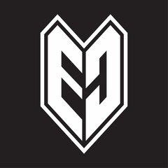 EC Logo monogram with emblem line style isolated on black background