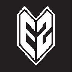 EZ Logo monogram with emblem line style isolated on black background
