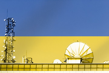 3D illustration Telecommunications in countries with the flag of Ukraine