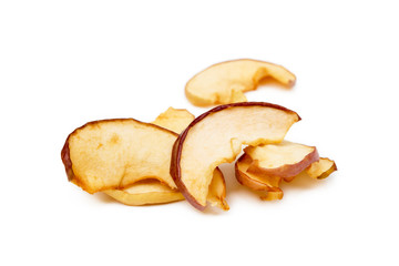 Dried sliced apples, fruit isolated on white background