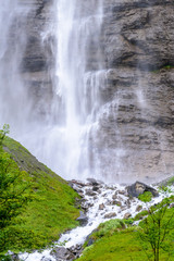Mountain waterfall near Murren, Switzerland