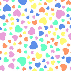 colorful pastel hearts seamless pattern. Valentines Day wedding texture