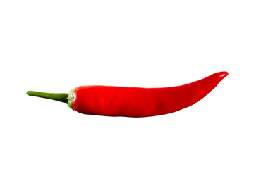 .Fiery hot red chili peppers on a fork