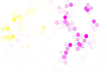 Light Pink, Yellow vector background with bubbles.