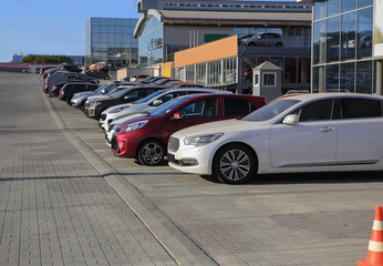 Fototapeta premium Cars For Sale Stock Lot Row.