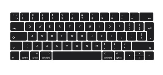 Vector keyboard of laptop and computer buttons with english language.