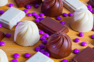 Handmade chocolate bonbon with filling