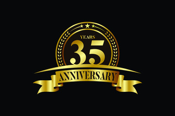 Fototapeta premium 35th years anniversary logo template Vector design birthday celebration