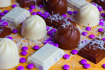 Handmade chocolate bonbon with filling