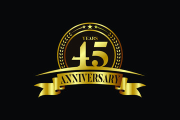 45th years anniversary logo template Vector design birthday celebration