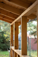 Elements of wooden terrace close-up