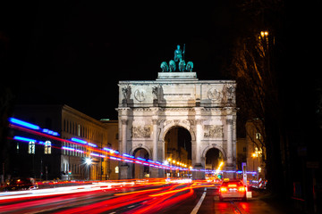 2020-01-01 Siegestor Munich, Munich, Germany, Siegestor at Nighttime