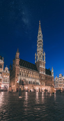 Fototapeta na wymiar Town hall on the Grand place, Brussels, Belgium