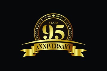 95th years anniversary logo template Vector design birthday celebration