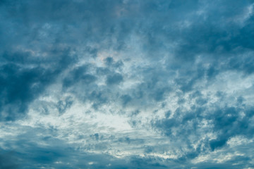 Dark clouds in sky. Overcast weather. Natural background.