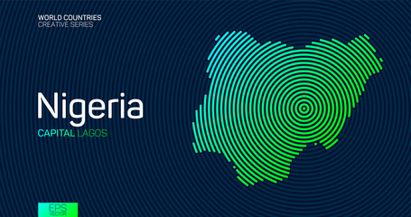 Abstract map of Nigeria with circle lines