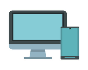 desktop computer and smartphone devices