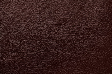 Texture of dark brown leather as background, closeup