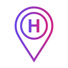 Gradient hospital helipad  Location Icon on white background to use in web application interface. It can also be used for travel and tourism industry.