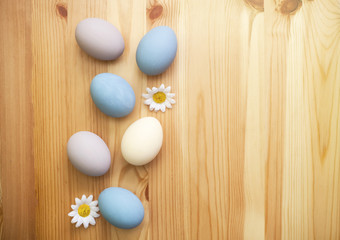 Easter eggs colorful on wooden background