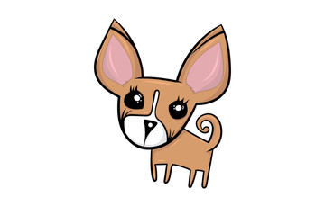 Puppy Chihuahua cartoon character With Tongue. Vector illustration isolated on white background.