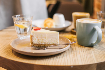 classic cheesecake and coffee