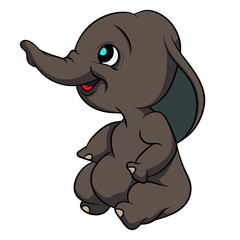 Cartoon character little elephant sitting on white background illustration, Vector, Clip Art