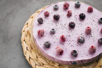 berry cheese cake without baking, sweets without sugar