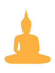 Sitting Buddha Yellow silhouette. isolated on a white background. vector clip art
