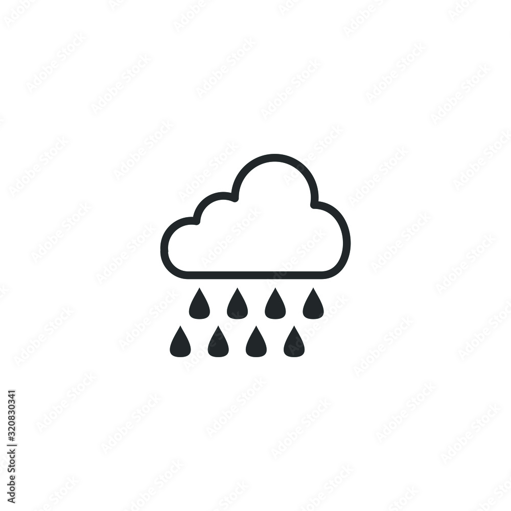 Poster hard rain icon template color editable. cloud and rain symbol vector sign isolated on white backgrou