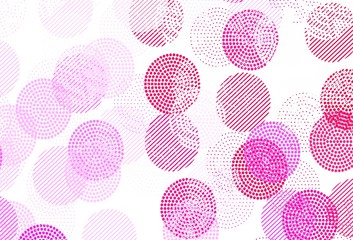 Light Pink vector background with bubbles.