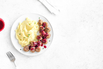 Swedish meatballs with mashed potato