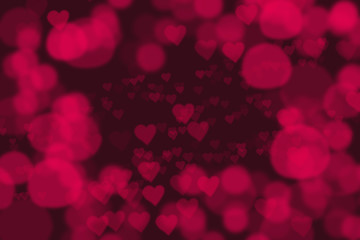 Abstract Bokeh Hearts Pink Background - Love Concept, Valentine's Day.