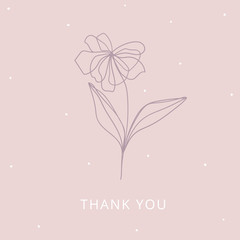 Greeting card with words thank you . Floral template for card, poster, banners. Seasonal spring-summer summer background.