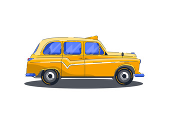 Illustration of a yellow classic car, side view