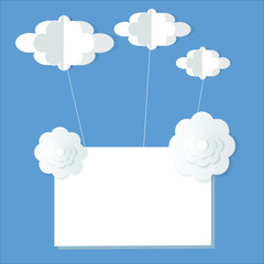Clouds set design. sky with blank board for copy space.