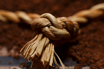 The rope is made of woven wax rattan