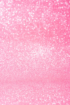 Vertical Pink Glitter Background With Blur And Bokeh