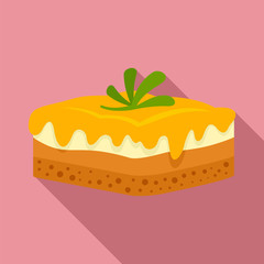 Greek cheesecake icon. Flat illustration of greek cheesecake vector icon for web design