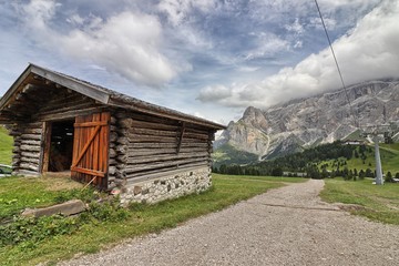 Alpine huts in Val Gardena, South Tyrol, Italy