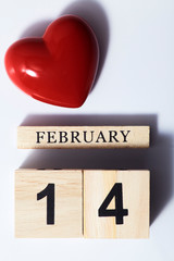 Red heart shaped with cube calendar with shadow