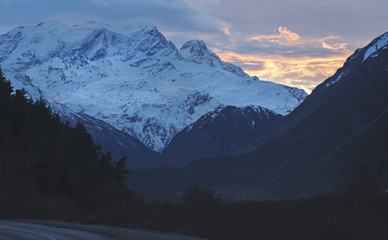 sunset in mountains