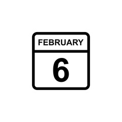 calendar - February 6 icon illustration isolated vector sign symbol