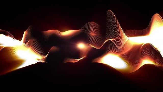 Seamless looping futuristic wavy surface with fire ray light animation abstract background - computer graphic science background concept