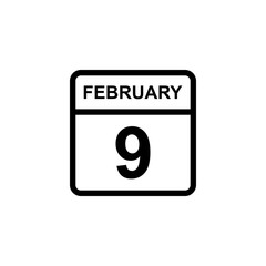 calendar - February 9 icon illustration isolated vector sign symbol
