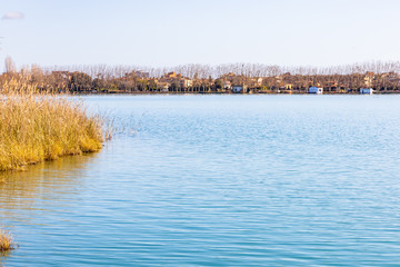 View of Lake Banyoles from Punta Freixenet, Catalonia, Spain