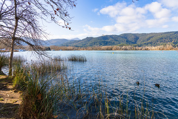 View of Lake Banyoles from the Nautical Club, Catalonia, Spain