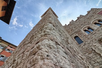 The Civic Tower of Pretorio Palace in Trento, Trentino Alto Adige, Italy