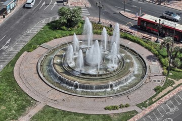 The fountain in Plaza del Ayuntamiento, Valencia, Spain