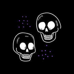 Halloween doodle spooky skulls. Fun hand drawn icon elements for halloween decorations and sticker. EPS 8